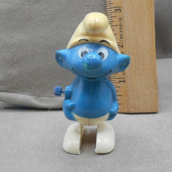 Vintage 1980 Walking Smurf Wind-up Wallace Berrie Galoob Hong Kong - Picture 3 of 8